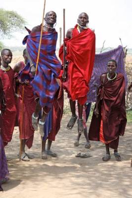 Maasai Warriors Jumping, Maasai Boma Safari