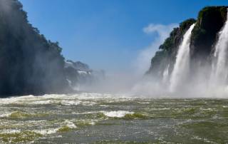 Iguazú Falls Argentina Visit, River Cruise, Brazil Left, Argentina Right