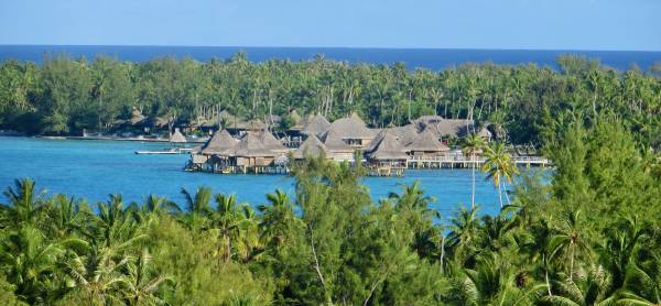 Kia Ora Resort, view from Oceania Marina, Rangiroa Shore Excursion