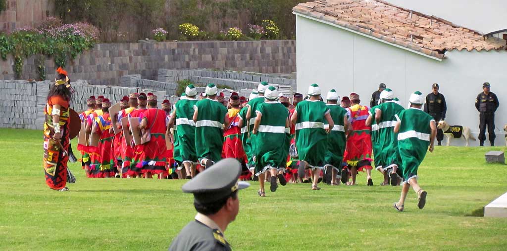 Inti Raymi Festival Performers Running, Qoricancha Ground