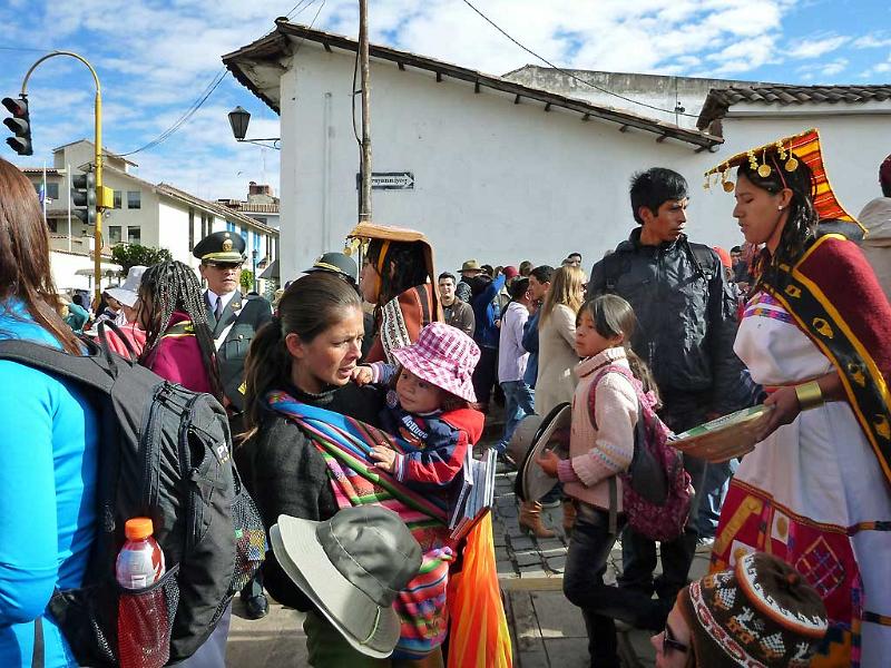 Inti Raymi Performer Working her way through Crowds