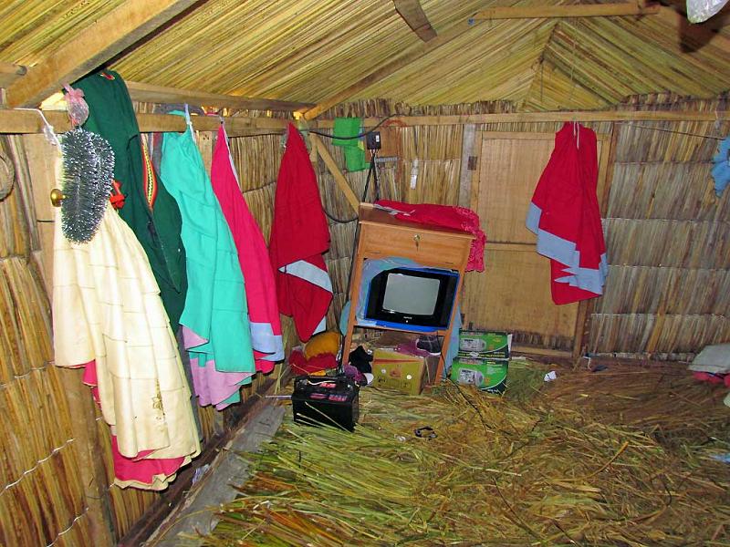 Television in Reed Shelter, Uros Islands Tour