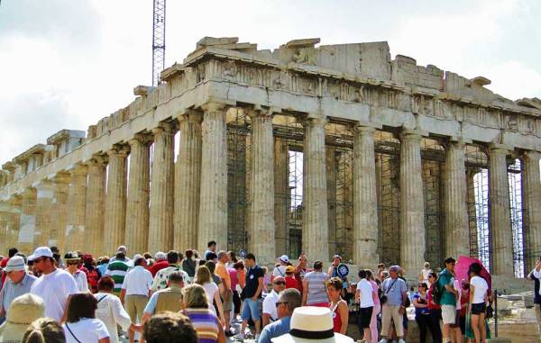 Pantheon Tourists on the Acropolis, Athens Visit