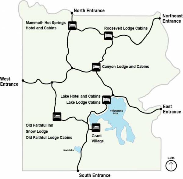 Yellowstone National Park Lodges Map