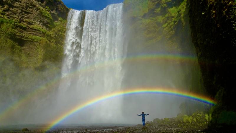 Skógafoss Double Rainbow, Iceland South Coast Day Trip