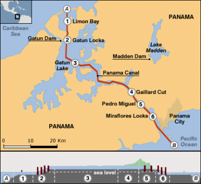 Panama Canal Transit Map
