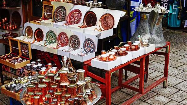 Bascarsija Bazaar Copper Coffee Sets, Sarajevo, Touring Bosnia & Herzegovina