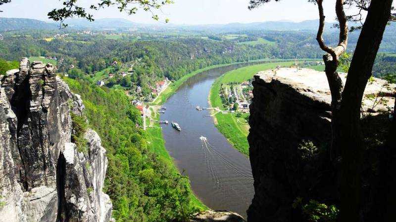 Elbe River view from the Bastei near Dresden