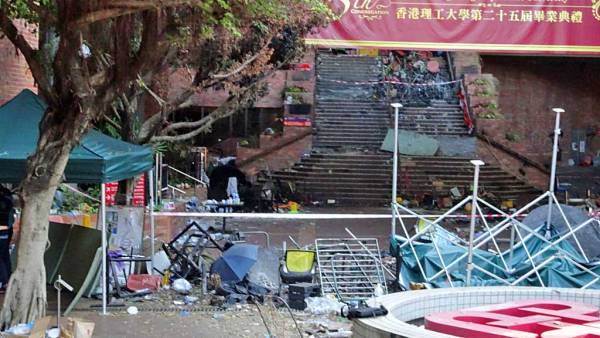 Polytechnic University Entrance after Riot, Hong Kong during Protests, December 2019
