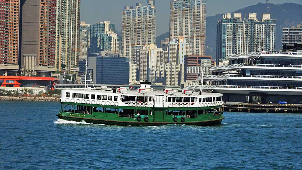 Star Ferry crossing Victoria Harbour, Hong Kong during Protests