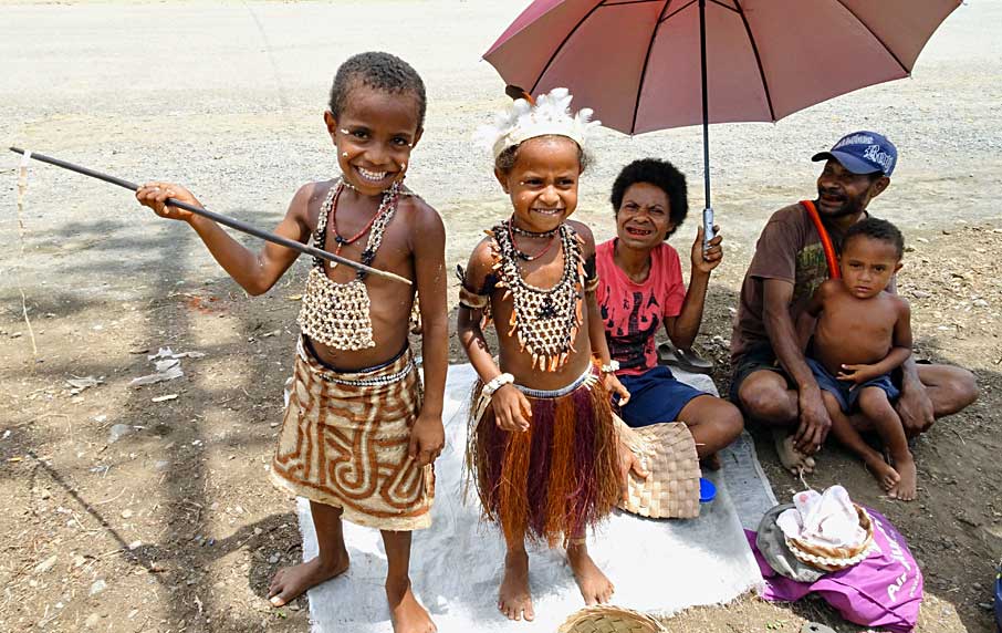 Alotau Children Dressed for Tourists, Papua New Guinea Shore Excursions