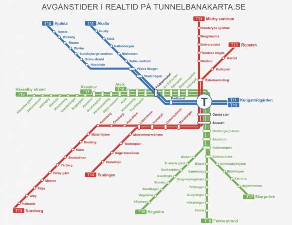 Stockholm T-Bana Metro Map